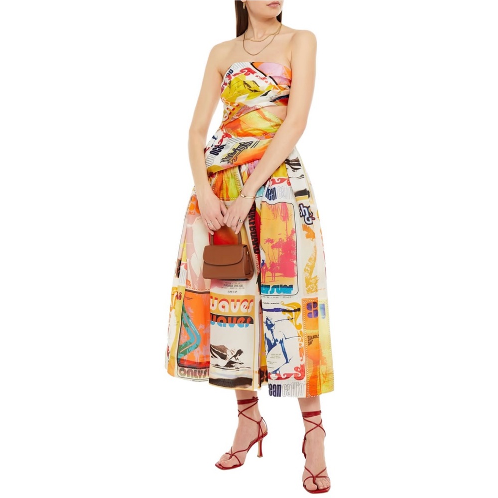 Colorful Strapless Graphic Dress